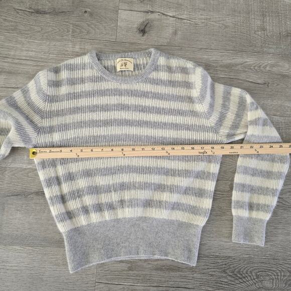 Women’s Wool Alpaca Blend Striped Sweater Sz S Gray Soft Cozy Minimalist Layer - Picture 3 of 6